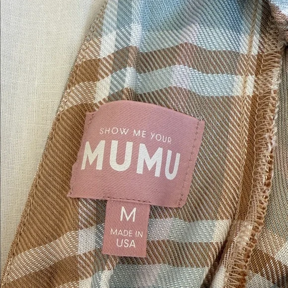 Show Me Your MuMu Brown and Blue Plaid Kids Dress
